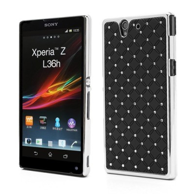 Sony Xperia Z elegantiškas juodas dėklas su blizgučiais / Priedai.lt