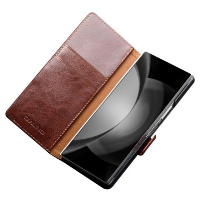Samsung Galaxy Fold6 5G "QIALINO" klapitav pruun nahast ümbris | Priedai.lt