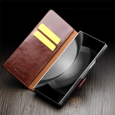 Samsung Galaxy Fold6 5G "QIALINO" klapitav pruun nahast ümbris | Priedai.lt