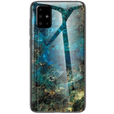 Samsung Galaxy A51 "Marble" kõva silikoonist TPU sinine ümbris - taga | Priedai.lt