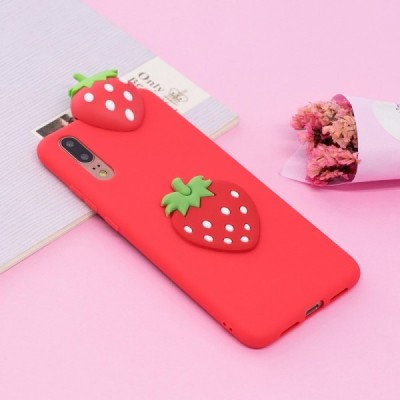 Huawei P20 „Squezy“ Strawberry kieto silikono TPU raudonas dėklas - nugarėlė | Priedai.lt