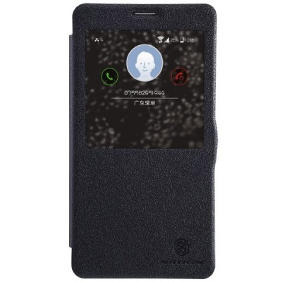 Samsung Galaxy Note 4 N910 juodas odinis atverčiamas Nillkin Fresh dėklas / Priedai.lt