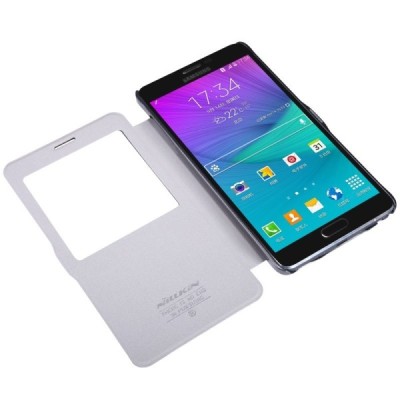 Samsung Galaxy Note 4 N910 juodas odinis atverčiamas Nillkin Fresh dėklas / Priedai.lt