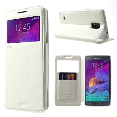 Roar Noble atverčiamas Samsung Galaxy Note 4 (N910) baltas odinis dėklas / Priedai.lt