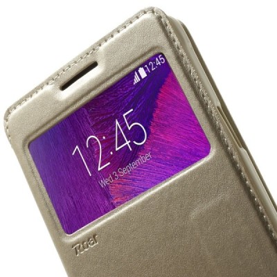 Roar Noble atverčiamas Samsung Galaxy Note 4 (N910) šampaninis odinis dėklas / Priedai.lt