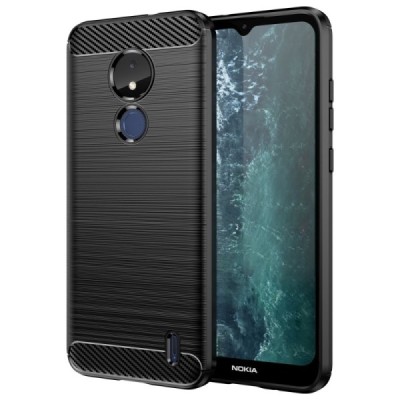 Nokia C21 "Carbon" kõva silikoon (TPU) tagakaane must - ümbris | Priedai.lt