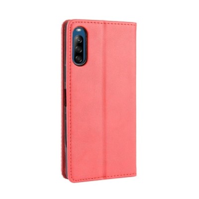 Sony Xperia L4 Vintage punane nahast klappkohver - voldik magnetiga | Priedai.lt