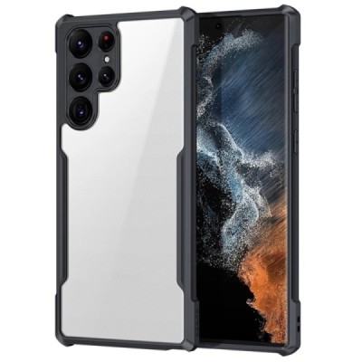 Samsung Galaxy S22 Ultra 5G (SM-S908X) „XUNDD“ läbipaistev musta äärisega kõva silikoonist TPU akrüülümbris - tagakülg | Priedai