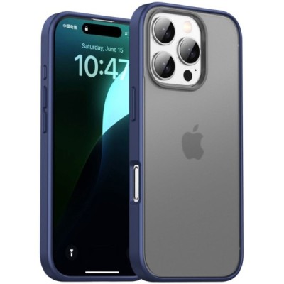 Apple iPhone 16 Pro "IPAKY" Matt läbipaistev silikoonist ümbris sinine raamiga | Priedai.lt