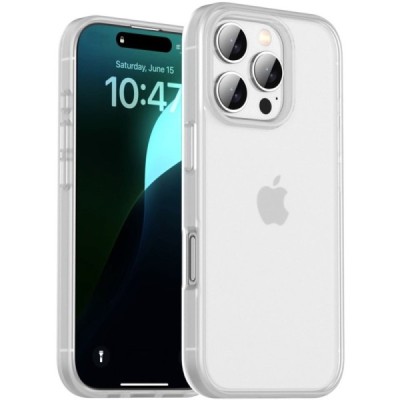 Apple iPhone 16 Pro Max "IPAKY" Matt läbipaistev silikoonist ümbris valge raamiga | Priedai.lt