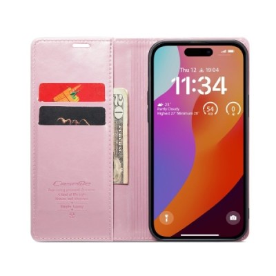 Apple iPhone 16 Pro CaseMe Leather tahke nahk kaaned - roosa | Priedai.lt