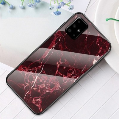 Samsung Galaxy A51 "Marble" kõva silikoonist TPU punane ümbris - taga | Priedai.lt