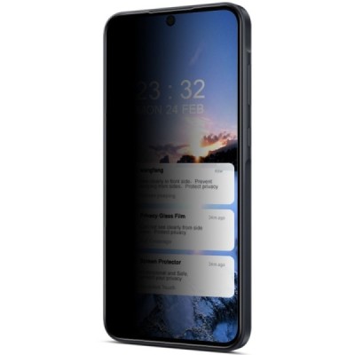Samsung Galaxy A35, A55 "Imak" 9H Tempered Glass privaatsusega täiustatud kaitse must täiskattega kaitseklaas 0,26 mm | Priedai.