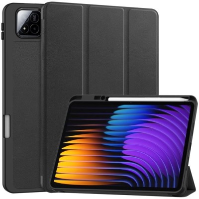Xiaomi Pad 7 Pro ülespööratav must nahast kaaned - märkmik, kus on koht pliiatsi jaoks | Priedai.lt