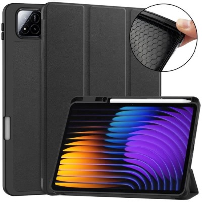 Xiaomi Pad 7 Pro ülespööratav must nahast kaaned - märkmik, kus on koht pliiatsi jaoks | Priedai.lt