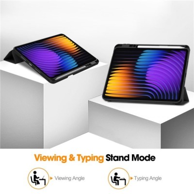 Xiaomi Pad 7 Pro ülespööratav must nahast kaaned - märkmik, kus on koht pliiatsi jaoks | Priedai.lt