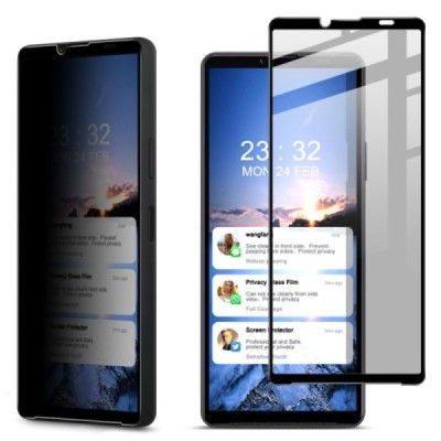 Sony Xperia 10 VI "Imak" 9H Tempered Glass privaatsusega täiustatud kaitse must täiskattega kaitseklaas 0,26 mm | Priedai.lt