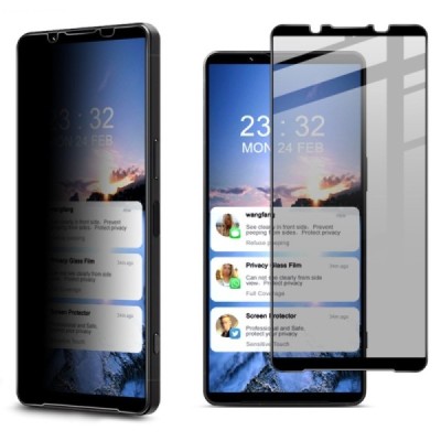 Sony Xperia 1 VI "Imak" 9H Tempered Glass privaatsusega täiustatud kaitse must täiskattega kaitseklaas 0,26 mm | Priedai.lt