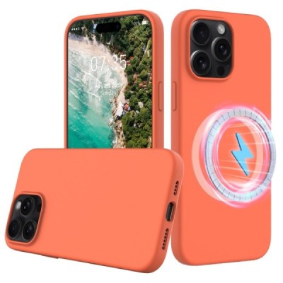 Apple iPhone 16 Pro "Shell" MagSafe kõvast silikoonist TPU oranž ümbris - kaaned | Priedai.lt