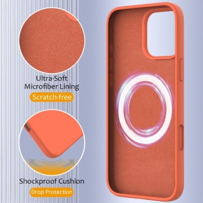 Apple iPhone 16 Pro "Shell" MagSafe kõvast silikoonist TPU oranž ümbris - kaaned | Priedai.lt