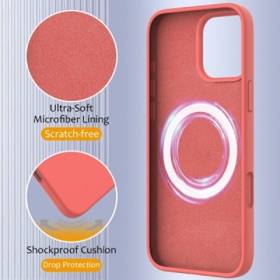 Apple iPhone 16 Pro "Shell" MagSafe kõvast silikoonist TPU roosa ümbris - kaaned | Priedai.lt