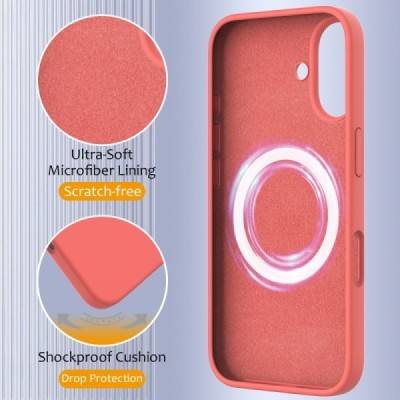 Apple iPhone 16 Plus "Shell" MagSafe kõvast silikoonist TPU roosa ümbris - kaaned | Priedai.lt
