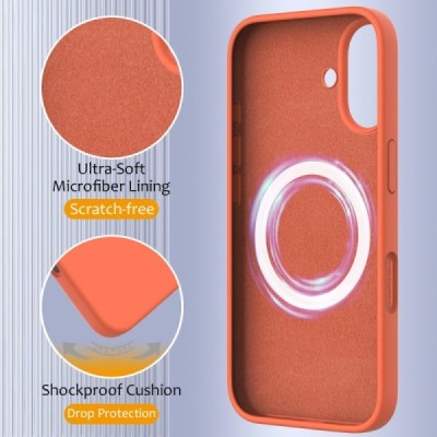 Apple iPhone 16 Plus "Shell" MagSafe kõvast silikoonist TPU oranž ümbris - kaaned | Priedai.lt