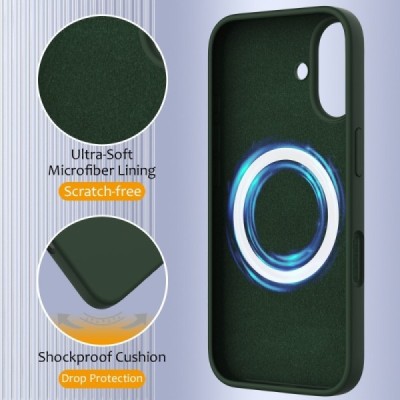 Apple iPhone 16 Plus "Shell" MagSafe kõvast silikoonist TPU tumeroheline ümbris - kaaned | Priedai.lt