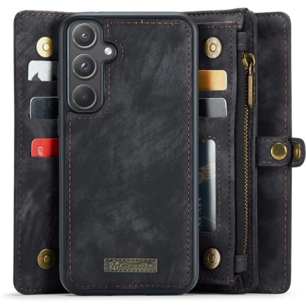 „CaseMe“ Retro Solid kaaned eemaldatava rahakotiga - must (Galaxy A55)