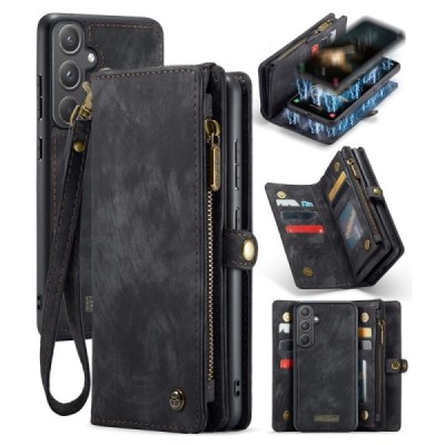 Samsung Galaxy A55 5G (SM-A556) "CaseMe" Retro Solid kaaned eemaldatava rahakotiga - must | Priedai.lt