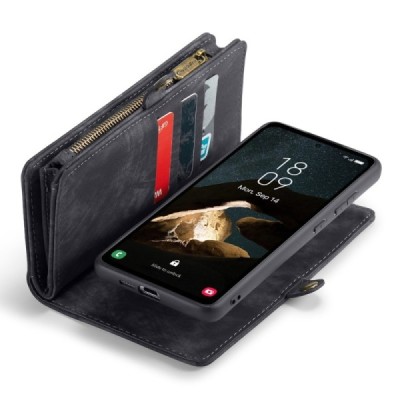Samsung Galaxy A55 5G (SM-A556) "CaseMe" Retro Solid kaaned eemaldatava rahakotiga - must | Priedai.lt