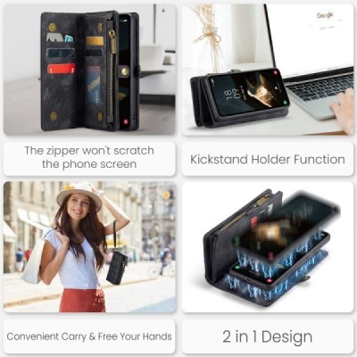 Samsung Galaxy A55 5G (SM-A556) "CaseMe" Retro Solid kaaned eemaldatava rahakotiga - must | Priedai.lt