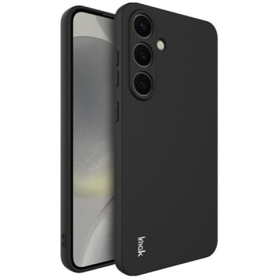 Samsung Galaxy S25+ "IMAK" kõvast silikoonist TPU must ümbris - taga | Priedai.lt