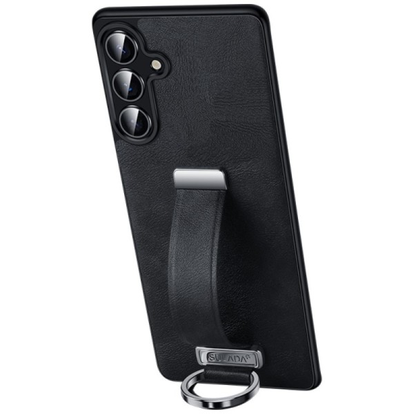 "SULADA" Leather Kickstand ümbris - must (Galaxy S25)