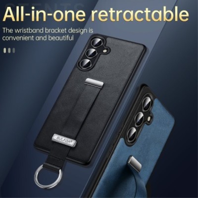 "SULADA" Leather Kickstand Samsung Galaxy S25 must nahast ümbris | Priedai.lt