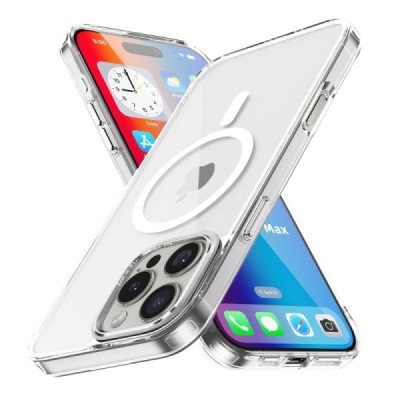 "Tubi" MagSafe kõva silikoonist (TPU) Apple iPhone 16 Pro Max läbipaistev kaaned - ümbris | Priedai.lt