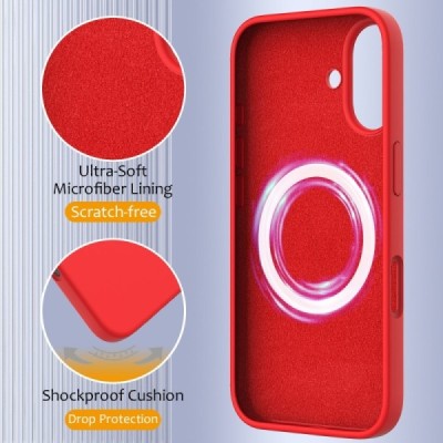 Apple iPhone 16 Plus "Shell" MagSafe kõvast silikoonist TPU roosa punane - kaaned | Priedai.lt