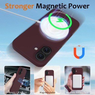 Apple iPhone 16 "Shell" MagSafe kõvast silikoonist TPU burgundia ümbris - kaaned | Priedai.lt