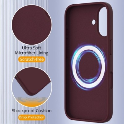 Apple iPhone 16 "Shell" MagSafe kõvast silikoonist TPU burgundia ümbris - kaaned | Priedai.lt