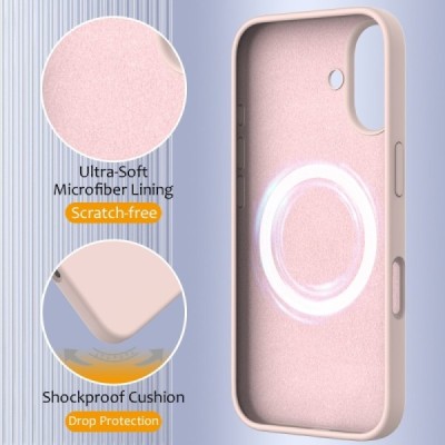 Apple iPhone 16 "Shell" MagSafe kõvast silikoonist TPU roosa ümbris - kaaned | Priedai.lt