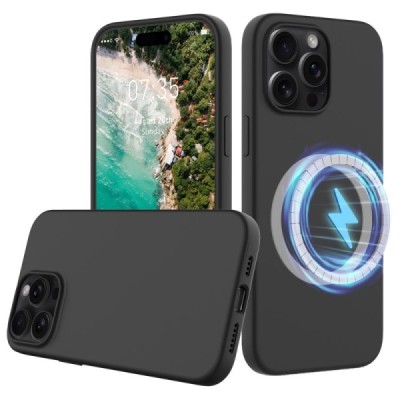 Apple iPhone 16 Pro Max "Shell" MagSafe kõvast silikoonist TPU must ümbris - kaaned | Priedai.lt