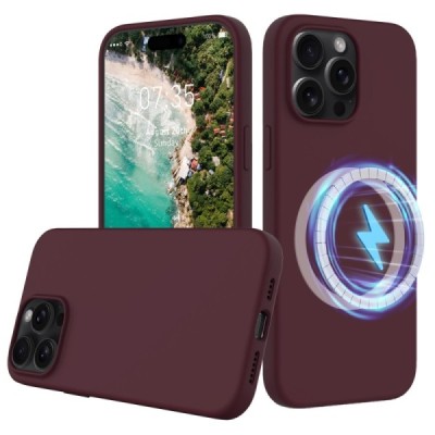 Apple iPhone 16 Pro Max "Shell" MagSafe kõvast silikoonist TPU burgundia ümbris - kaaned | Priedai.lt