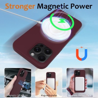 Apple iPhone 16 Pro Max "Shell" MagSafe kõvast silikoonist TPU burgundia ümbris - kaaned | Priedai.lt