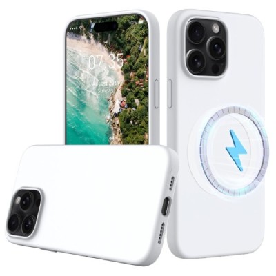 Apple iPhone 16 Pro Max "Shell" MagSafe kõvast silikoonist TPU valge ümbris - kaaned | Priedai.lt