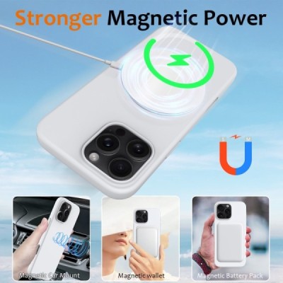 Apple iPhone 16 Pro Max "Shell" MagSafe kõvast silikoonist TPU valge ümbris - kaaned | Priedai.lt