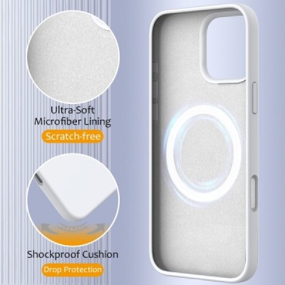 Apple iPhone 16 Pro Max "Shell" MagSafe kõvast silikoonist TPU valge ümbris - kaaned | Priedai.lt