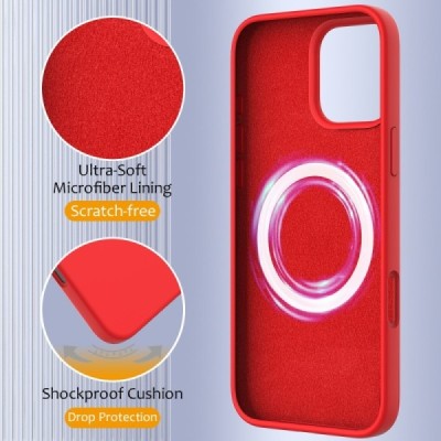 Apple iPhone 16 Pro Max "Shell" MagSafe kõvast silikoonist TPU roosa punane - kaaned | Priedai.lt