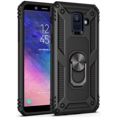 Täiustatud kaitsed "Kickstand" Samsung Galaxy A6 (2018) must kõva silikoon (TPU) ja plastikust ümbris | Priedai.lt