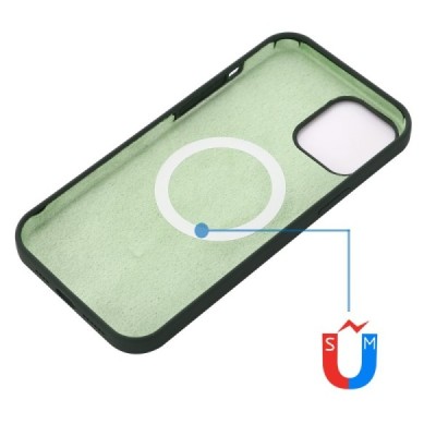 Apple iPhone 13 Pro Max "Shell" MagSafe kõvast silikoonist TPU tumeroheline ümbris - kaaned | Priedai.lt