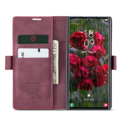 Samsung Galaxy S25 Ultra CaseMe Retro tahke nahk kaaned - burgundia | Priedai.lt